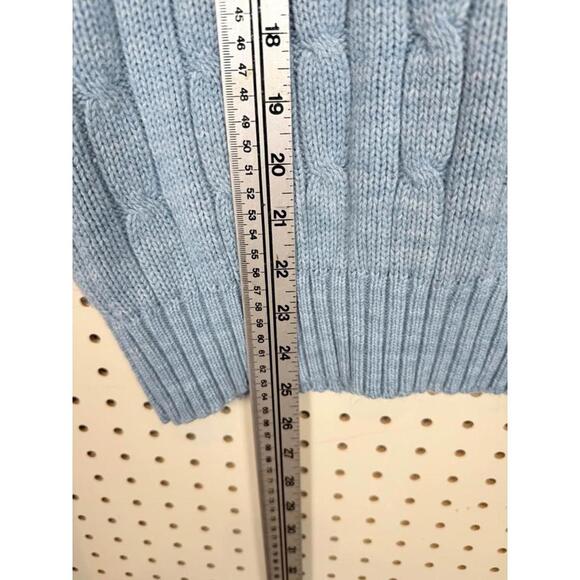 Vintage Laurentien Light Blue Cable Knit V-Neck Sweater Vest mens - Picture 3 of 4